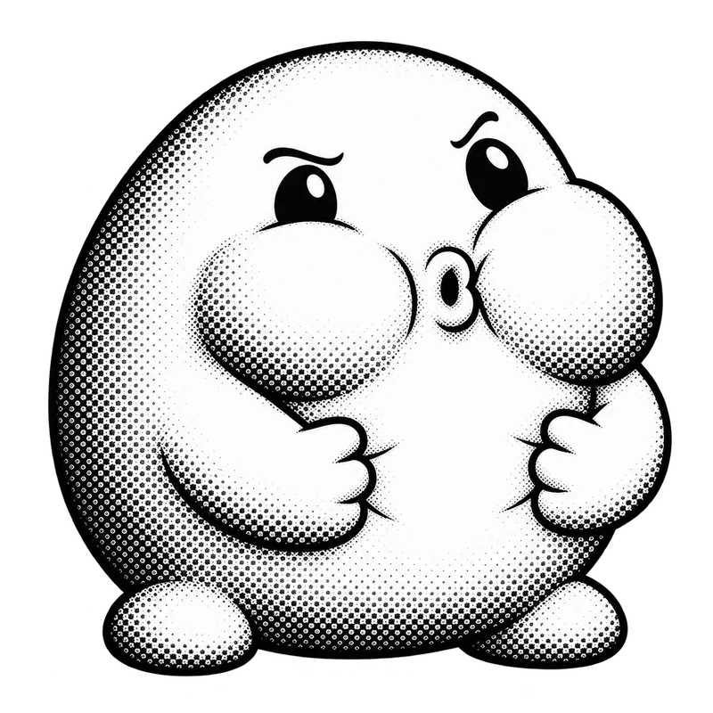 Snorfle the creature, cheeks stuffed full of links